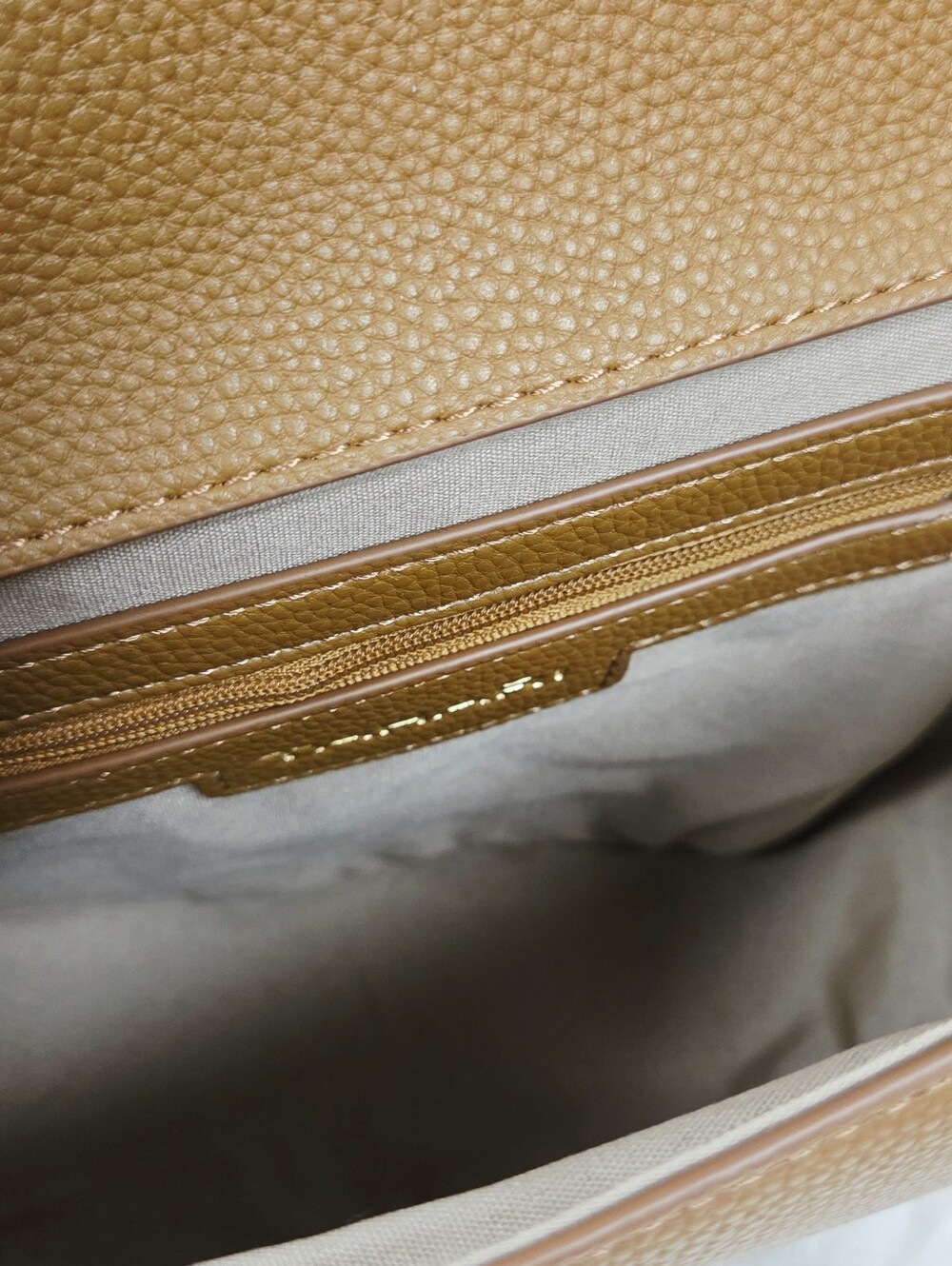 Tahari Caramel Brown Pebbled  Crossbody with Gold Hardware - Picture 5 of 9